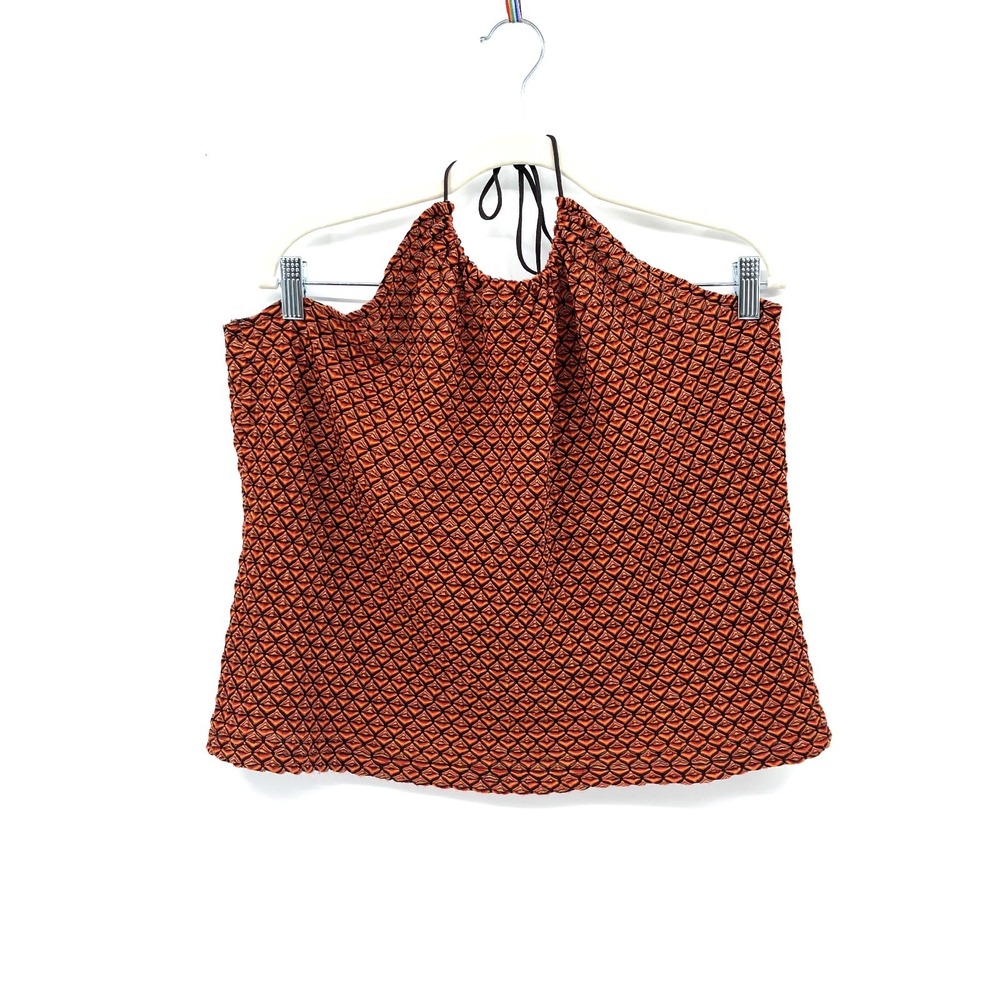 Y2K vintage Venezia Orange & black boho 70s retro mod revival Haler top 22 24